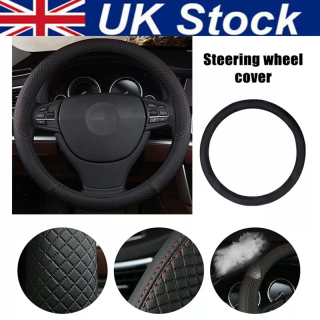 Car Truck SUV Round Steering Wheel Cover For 37CM PU Leather Cover Universal UK