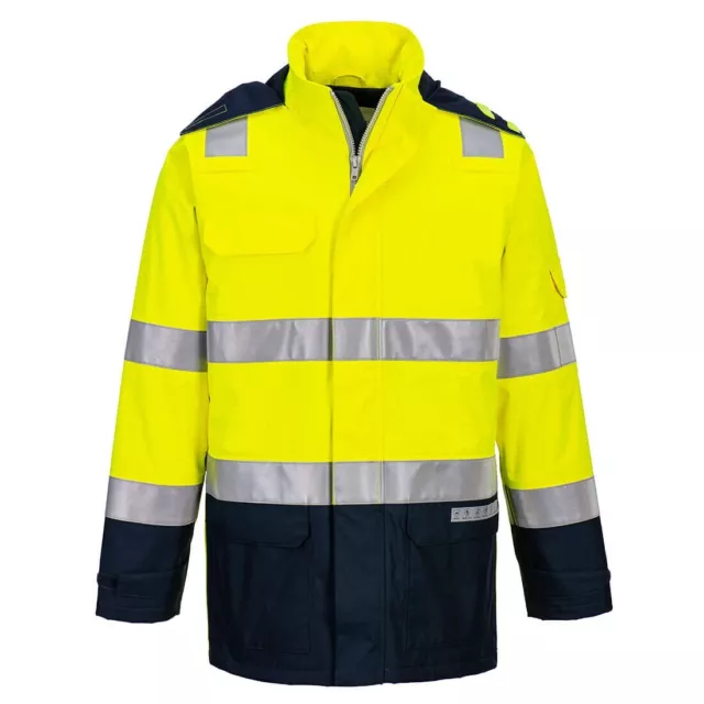 Portwest FR605 Bizflame Rain+ Hi-Vis Light Arc Jacket Flame Resistant Safety