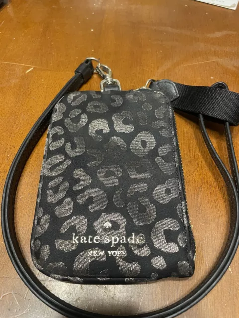 Kate Spade Chelsea card case leopard lanyard