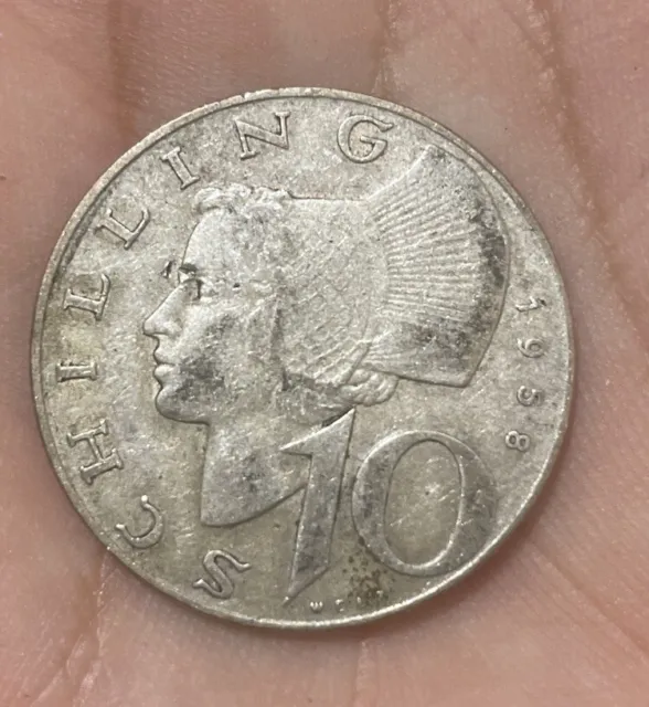 AUSTRIA -10- SCHILLING 1958 SILVER Coin