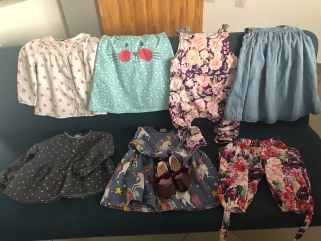 Bundle of Baby Girls Clothes Size 9/12 Months John Lewis Zara Floral Pig & more.