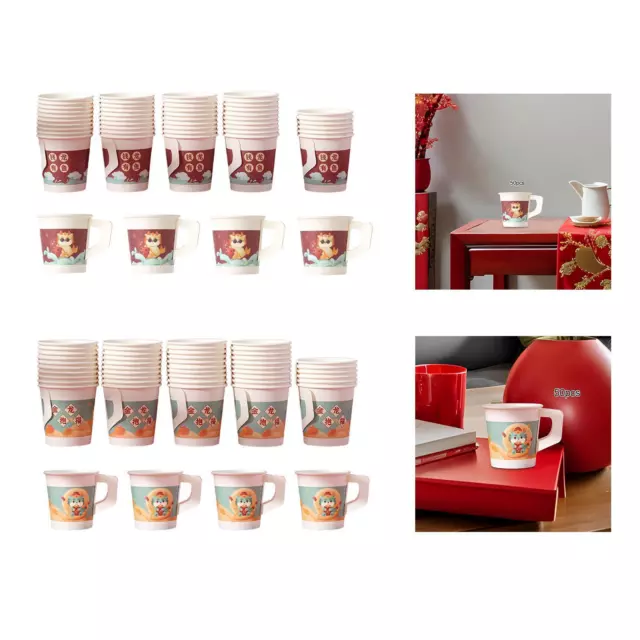 50Pcs Disposable Paper Cups Tea Cups for Wedding Kitchen