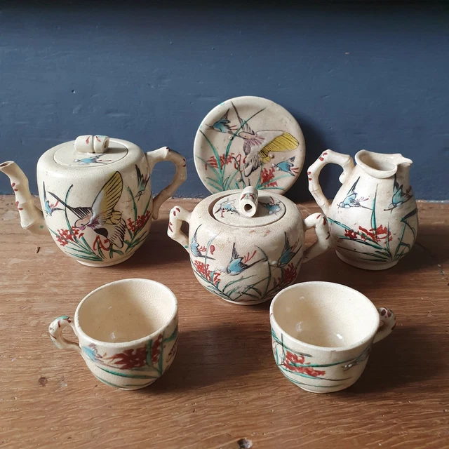 Coffret service à thé - porcelaine de Paris avec 6 tasses, la theire, le sucrier, et divers