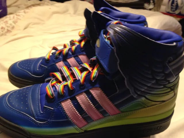 Adidas Jeremy Scott Wings Js Size Uk 8.5 Rainbow Laces
