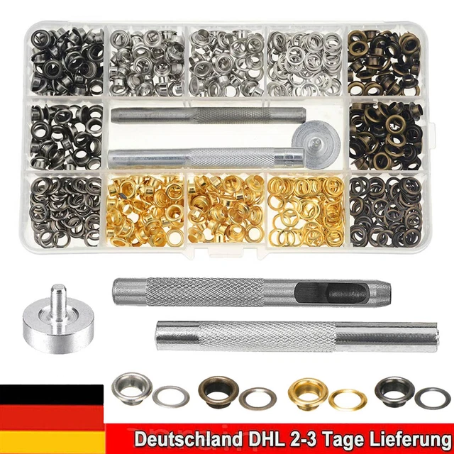 400 Sets Grommet Werkzeug Kit, Tülle Ösen Scheiben Ösenzange Set Ösen 5mm DHL
