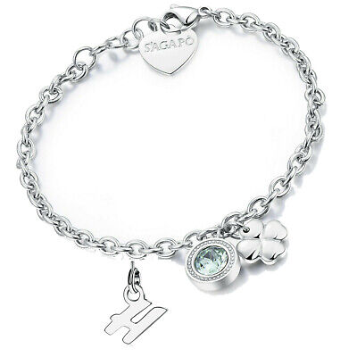 Fortuna Sagapo bracciale portafortuna lettera H iniziale quadrifoglio SKT12 SLT0H 