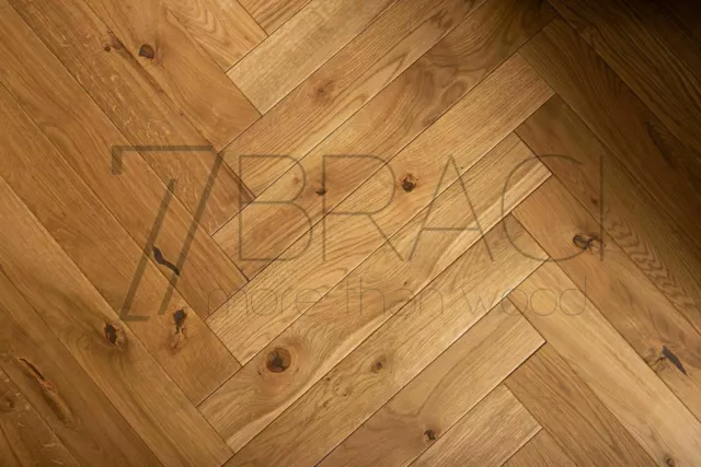 Engineered Smoked Oak Herringbone Parquet 14/6x70x500mm   HACKNEY sample