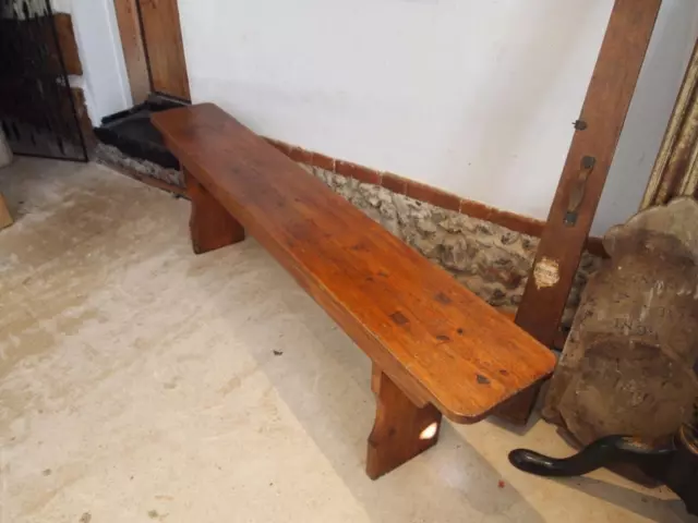 Bench refectory Victorian Pine settle pew c1890 2