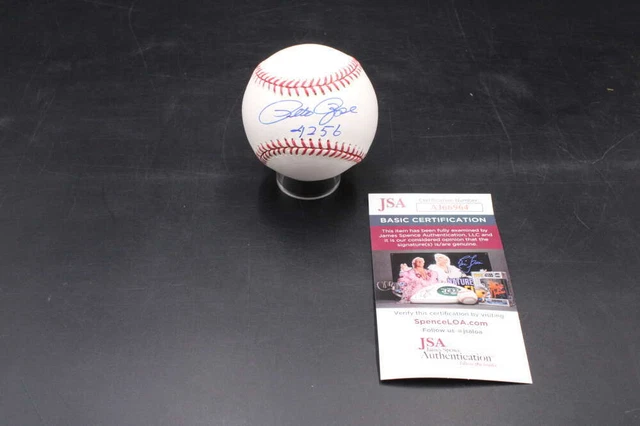 Pete Rose Signed Rawlings OML Baseball Inscribed 4256 Autograph JSA COA D8714