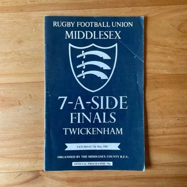 Rugby Union Middlesex 7-A-Side Finals Twickenham Programme 7th May 1983