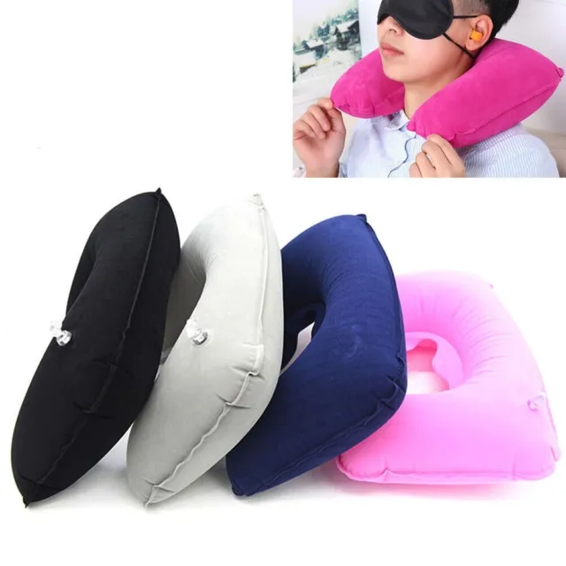 Comfortable Inflatable Travel Pillow Set Neck Support Head Rest car airplane