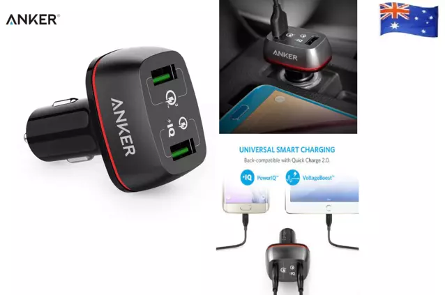 Anker 42W SUPER FAST QC 3.0 Car Charger PowerDrive+ 2 USB Quick Charge Caravan