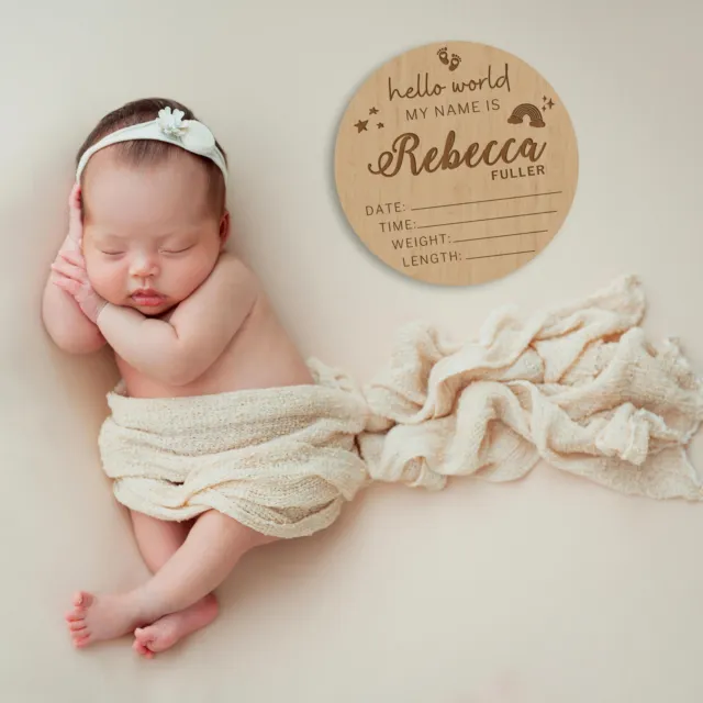 Custom Engraved Wooden Hello World Baby Name Plaque