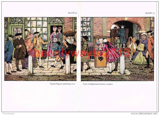 London Street Scene, 18th Century, Book Illustration (Print), c1950