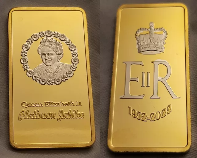 Queen Elizabeth II. Gold & Silberbarren Krönung König Karl III. London Krone UK