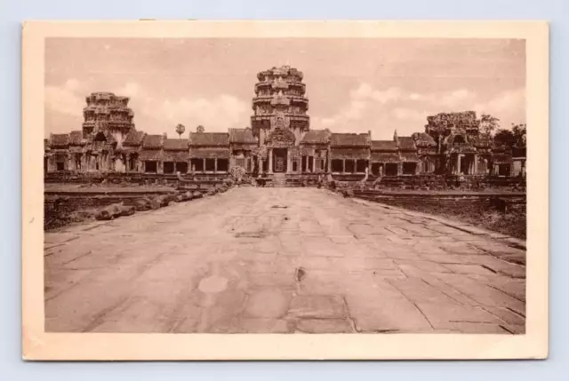 Antique ANGKOR WAT Temple Tower Ruins Siem Reap Cambodia Postcard ~1920s