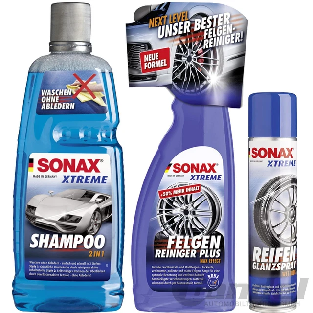 Sonax Xtreme Shampoo 2 In 1+Pulitore Cerchi+Lucentezza Pneumatici Cura Pulizia Cerchi