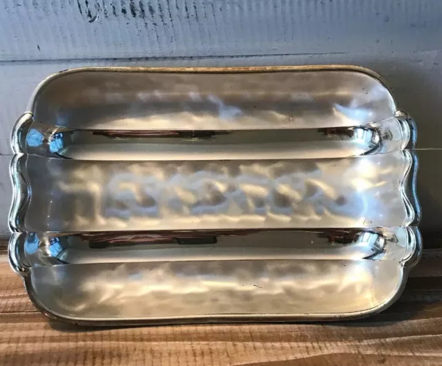 Vintage WMF-IKORA Silver Plate Footed Serving Tray Swirl Brushed Finish GERMANY