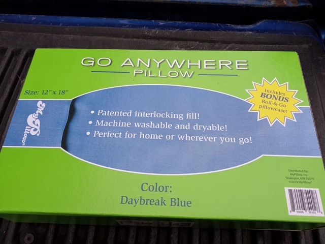 My Pillow Go Anywhere Pillow 12 x 18 Includes Roll & Go Pillowcase Daybreak Blue 2