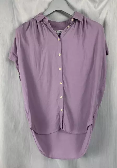 Madewell Central Drapey Button Front Shirt Top Lilac Purple Women Size XXS