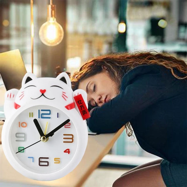 Orologio Cinese Fortunato Gatto Figura Feng Shui Orologio Bambini Sveglia X8B1 m2u Orologio G6O1