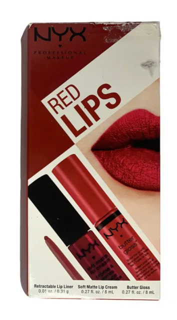 NEW NYX Red Lips Set Liner Lip Cream Butter Gloss Gift Set