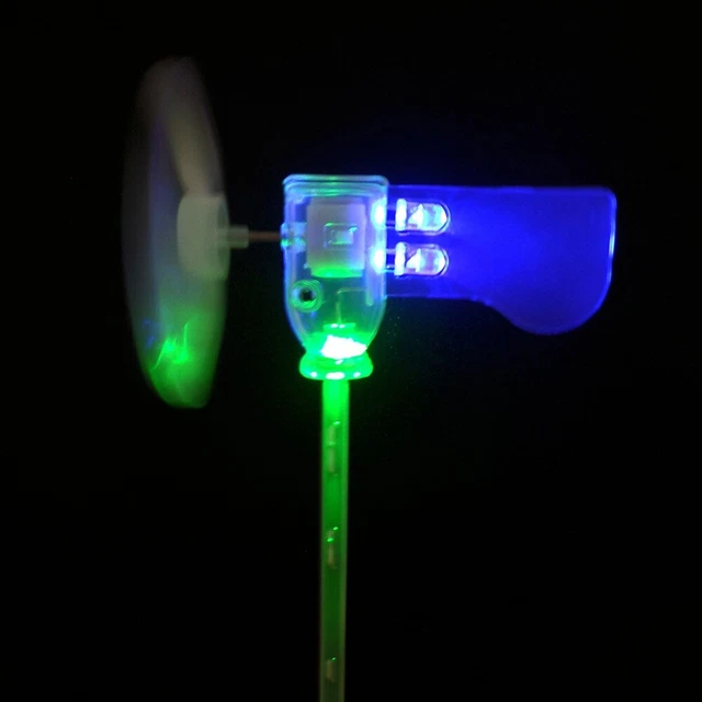 Herramientas de enseñanza LED de turbinas eólicas modelo plástico plantilla más pequeña 1 LED verde