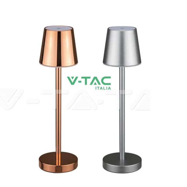 Lampada da tavolo led ricaricabile touch simile poldina grigia rame v-tac 3W