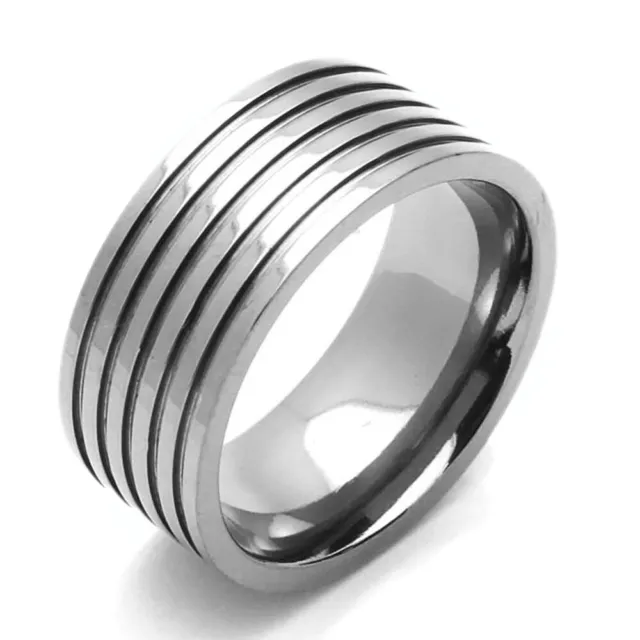 Men Women 9MM Comfort Fit Titanium Wedding Band Flat Stripped Ring