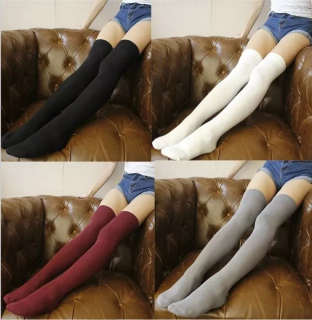 Ladies Over The Knee Thigh High Womens Stretch Girls Cotton Socks One Size 4 - 7