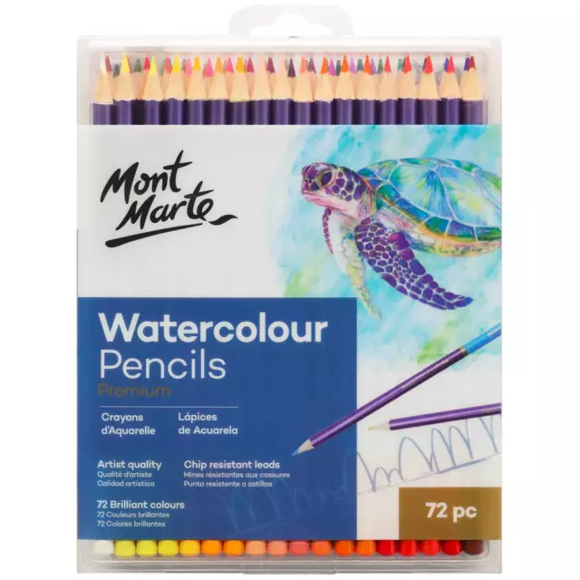 72pc Premium Watercolour Pencils Mont Marte Signature Drawing Sketching Arts