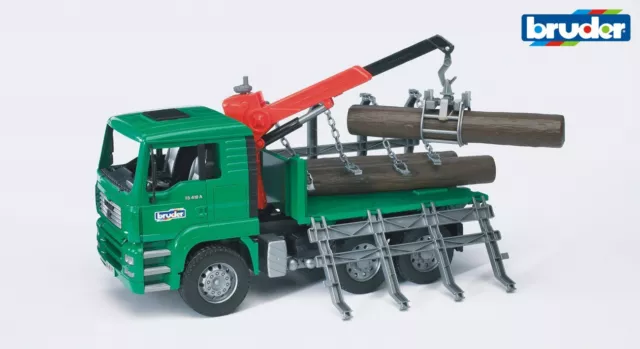 Bruder 02769 MAN Holzwagen mit Ladekran & 3 Stämmen 1:16 Forstwirtschaft