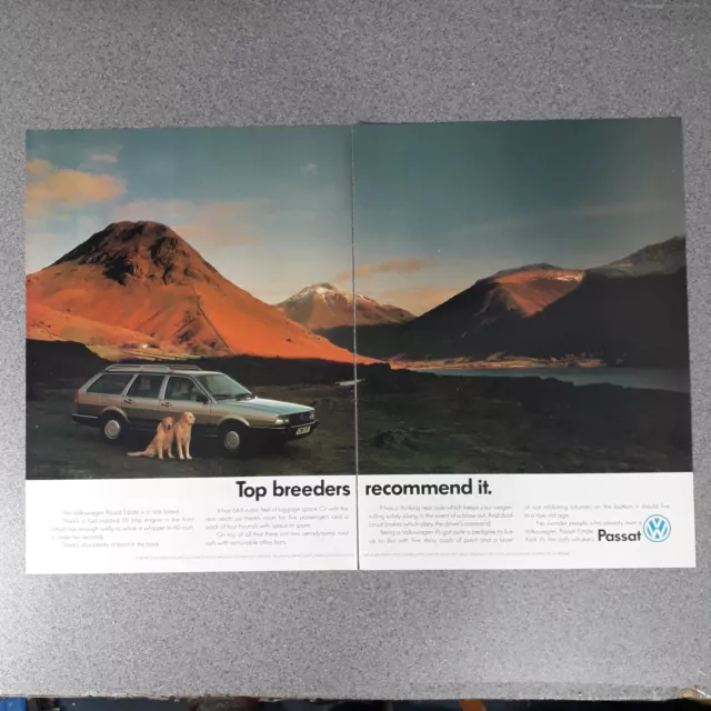 Volkswagen Passat Estate 1986 Double page Paper Magazine Advert  Dogs