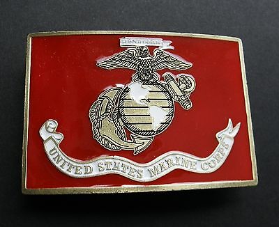 Usmc Marines Us Marine Corps Pewter Enamel Belt Buckle 3.25 Inches