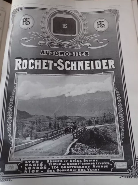ROCHET SCHNEIDER automobile LYON publicité papier ILLUSTRATION SALON 1914
