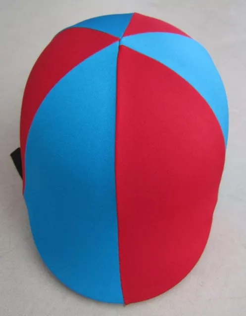 Horse Helmet Cover ALL AUSTRALIAN MADE Red & Sky Blue Any size you need 2