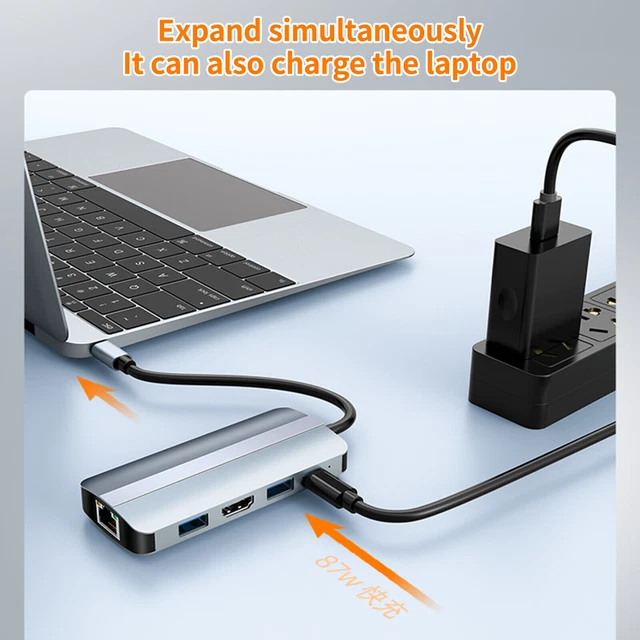 9 in 1 Type C HUB Adapter Fit for MacBook iPad Pro 11 12.9 pd+RJ45+sd+tf+usb3.0