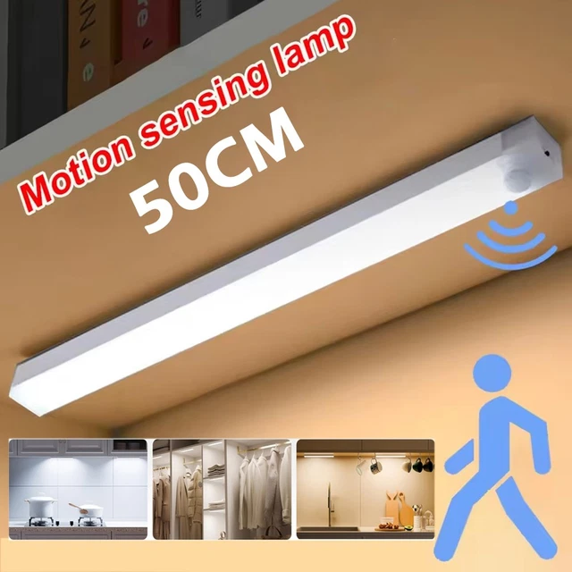 STRIP LIGHT LED PIR Motion Sensor Wireless USB Rechargeable Cabinet ...
