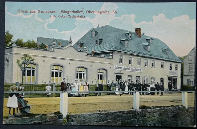 49045 Ak Salutation De Restaurant Sängerhalle Oberlungwitz Saxe Oskar Zschockelt