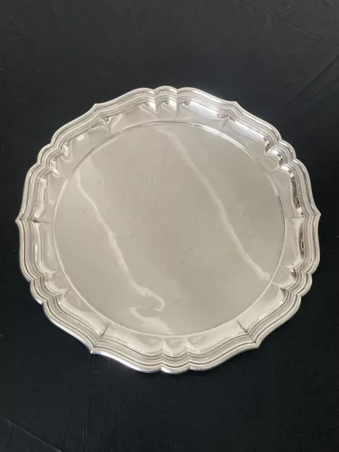 Plat de service rond 35cm en argent massif 800 Allemagne 772g