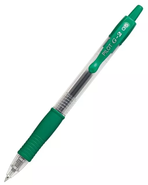 31005 Pilot G2-5 RT Gel Rollerball Pen, Extra Fine 0.5mm, Green Ink, Pack of 1