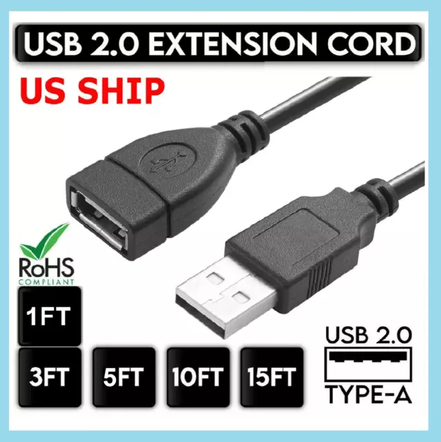 High-Speed USB to USB Extension Cable USB 2.0 Adapter Extender Cord Male/Female