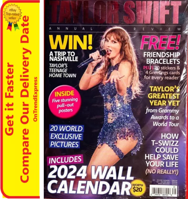 TAYLOR SWIFT ANNUAL Review Magazine with Free 2024 Wall Calendar & 5