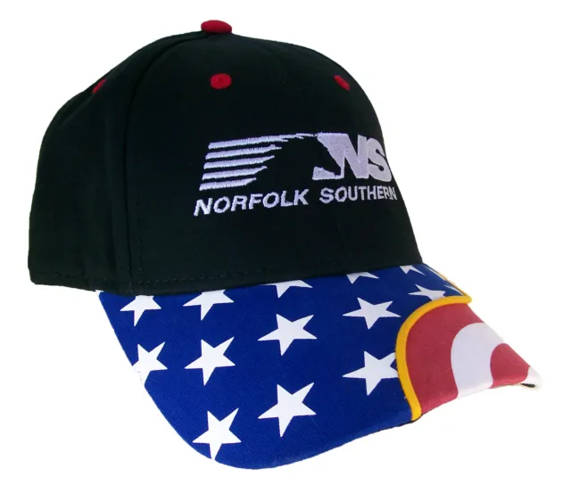 Norfolk Southern Railroad Flag Bill w/Ribbon Embroidered Cap Hat #40-0068FS