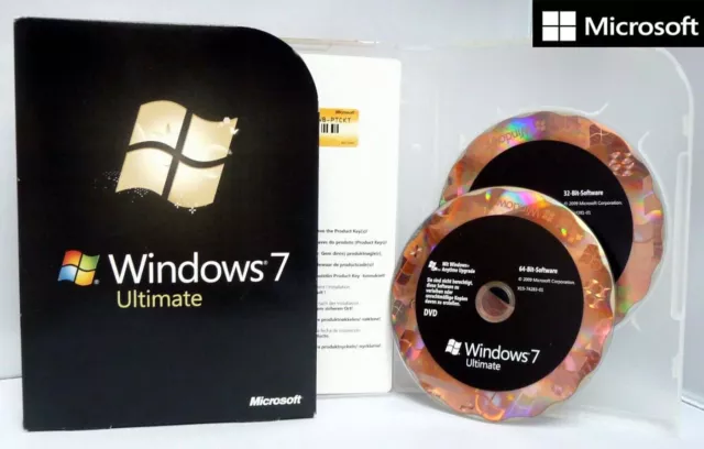 Microsoft Windows 7 Ultimate - Retail/Box-Vollversion mit 32+64 Bit DVD