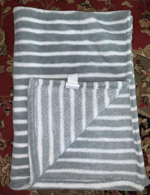Little Miracles Gray White Stripe Baby Security Blanket Lovey 40”x30” Stripes