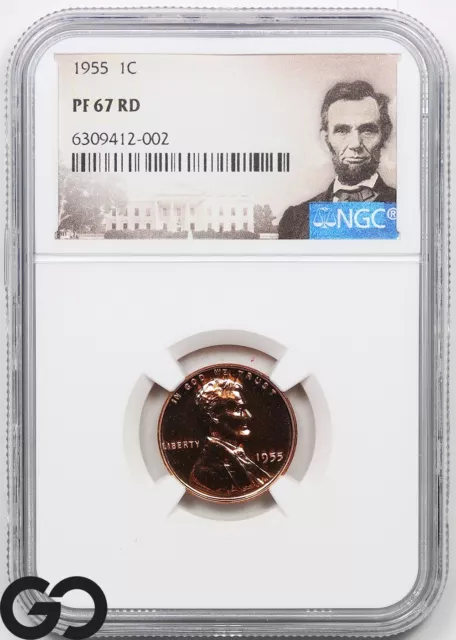 1955 PF67 Lincoln Cent Wheat Penny, RED PROOF, NGC PR 67 RD