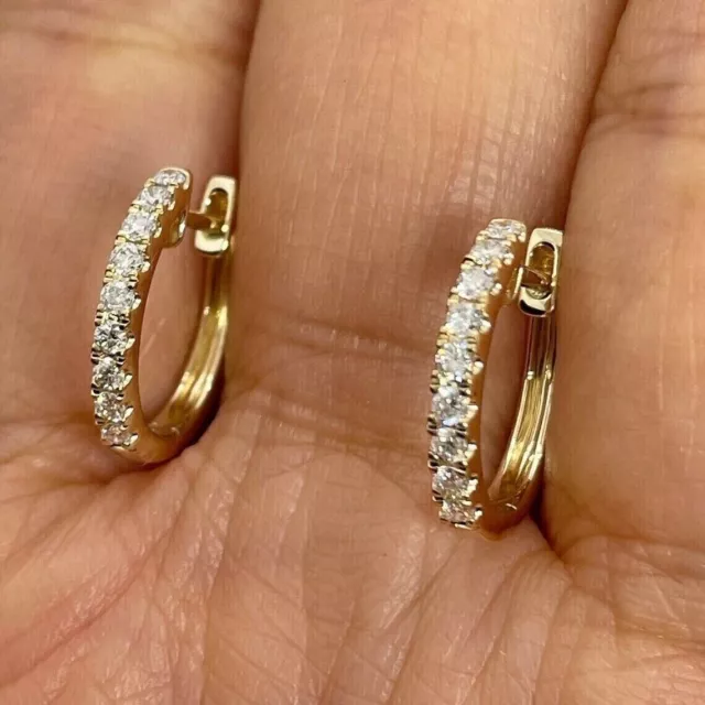 2Ct Round Cut Lab-Created Diamond Huggie Hoop Earrings 14K Yellow Gold Plated