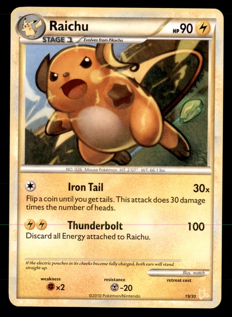 Pokemon Card Raichu (Raichu Trainer Kit) 19/30 EXCELLENT Non-Holo PROMO TCG!!!!!
