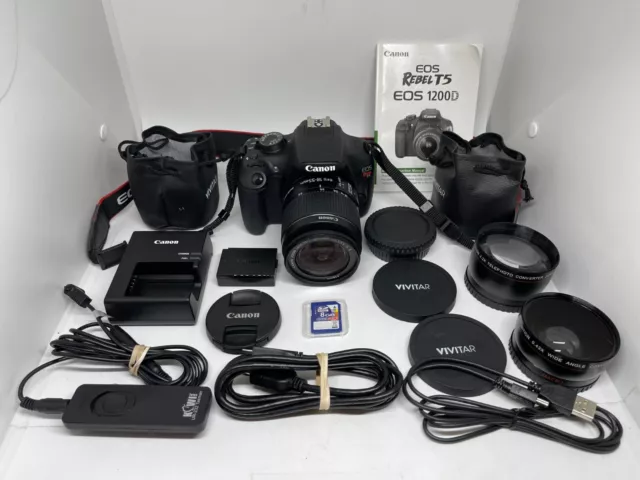 Canon EOS Rebel T5 Digital SLR 18.0 MP Camera w/ EF-S 18-55mm IS II Lens & More